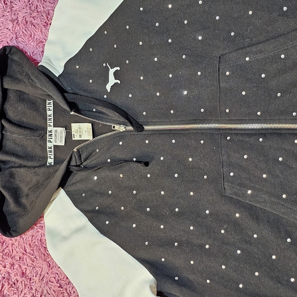 PINK Victoria's Secret Bling NWT Full Zip Hoodie Large - Picture 3 of 6